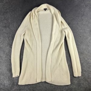 Talbots Sweater Womens 1X Ivory Cardigan Wool Open Front Long Duster‎